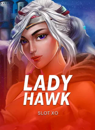หน้าปกเกม Lady Hawk หญิงสาวผมขาวในโทนส้มแดง