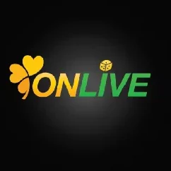 โลโก้ OnLive ตัวอักษรสีทองบนพื้นหลังสีดำ