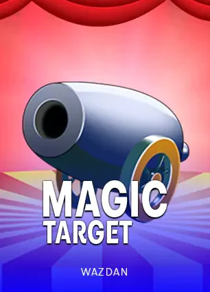 ปกเกม Magic Target รูปปืนใหญ่บนพื้นหลังสีแดงชมพู